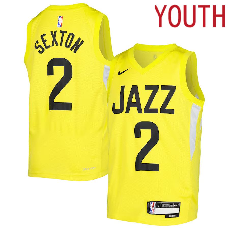 Youth Utah Jazz 2 Collin Sexton Nike Yellow Swingman NBA Jersey